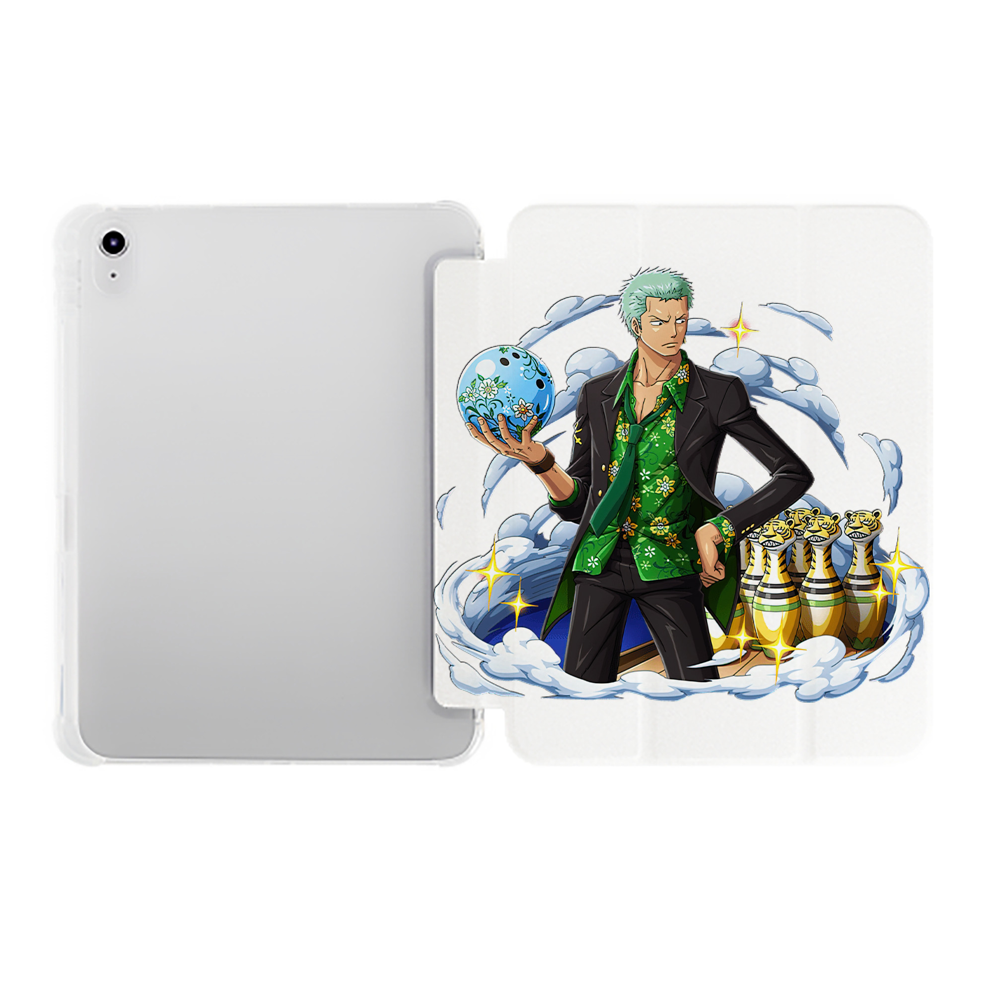 （画像用） ワンピース ロロノア・ゾロ ONE PIECE Roronoa Zoro IPad ケース ペン収納付き 三つ折りスタンド PUレザー×シリコン 対応機種9.5/10.5/10.9インチ